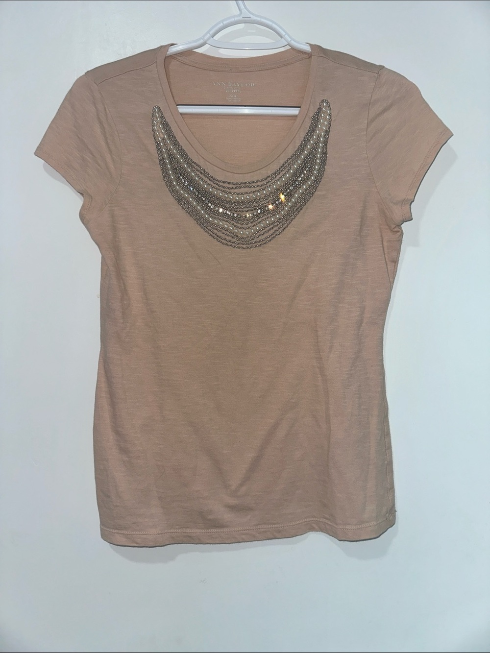 And Taylor Embellished Crewneck Short Sleeve Top - Blush